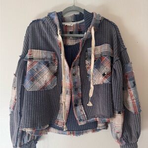 Plaid Patchwork Hooded Jacket